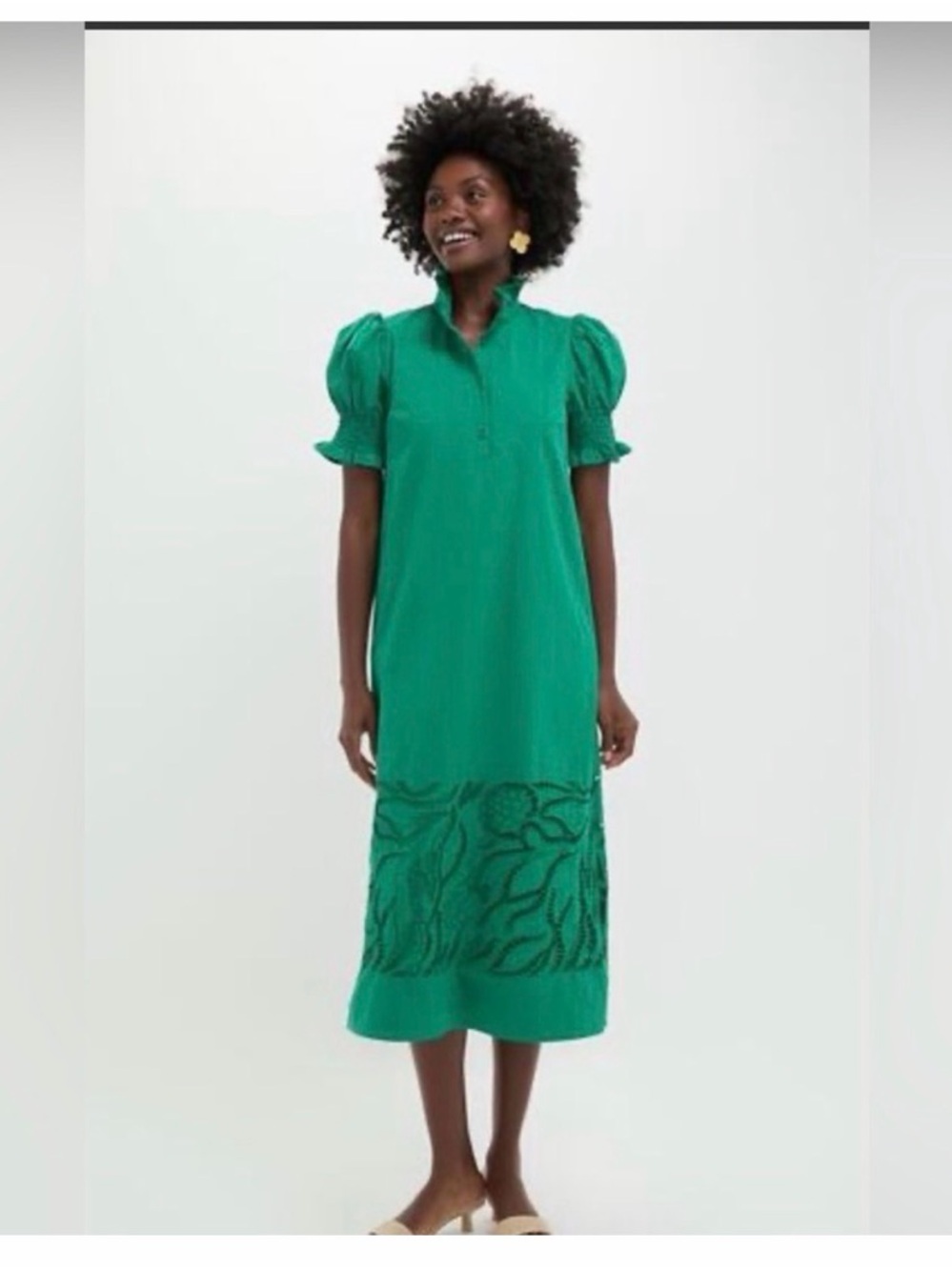 Tuckernuck Emerald Green Puff Sleeve Eliza Dress - Picture 5 of 5